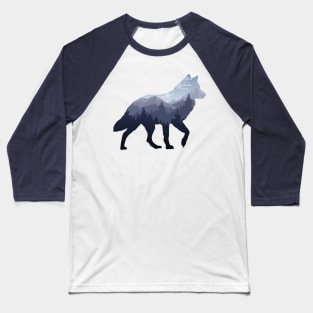 Lone Wolf Survives The Mountain Silhouette Art Baseball T-Shirt